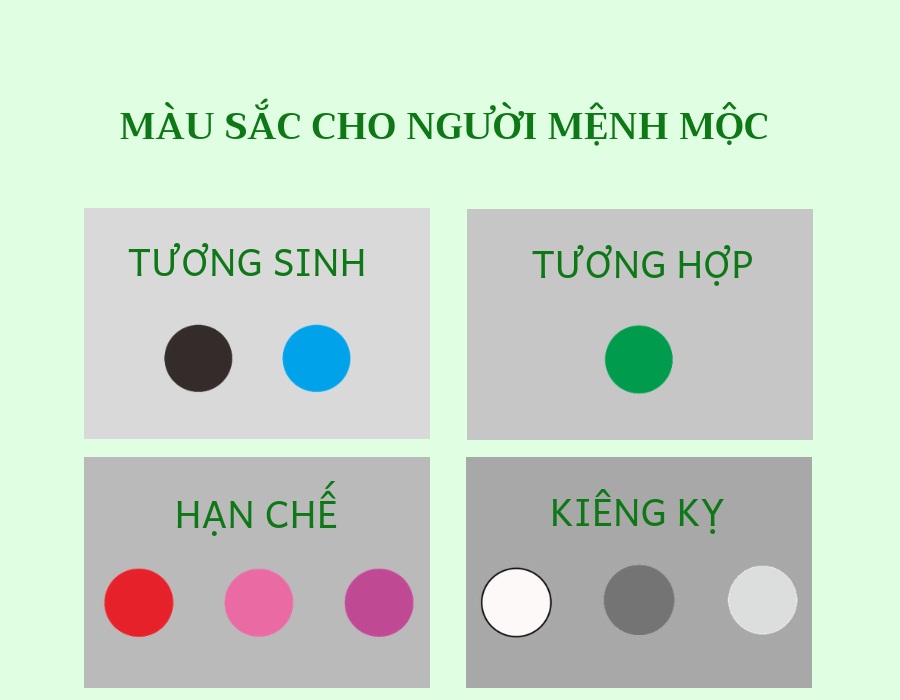 Lưu ý khi chọn màu sắc cho người mệnh Mộc